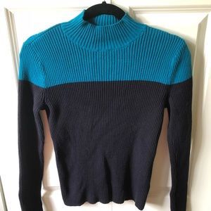 Black and turquoise turtleneck